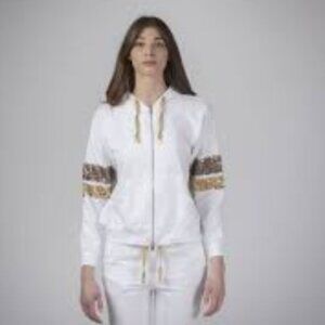 EUC Snobby Sheep Casmere Milano Gold Sequins Zip-Up Hoodie